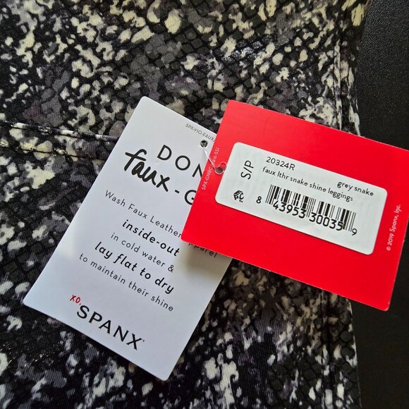 Spanx Faux Leather Snake Shine Leggings, Grey Snake, 20324R, Size Small - Picture 8 of 8